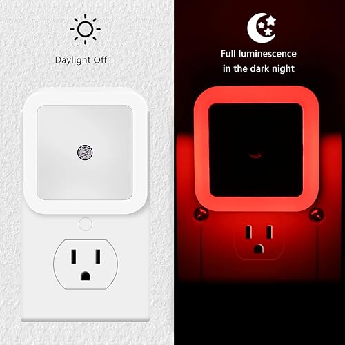 Miniatura 10 de KINUR Paquete de 6 luces nocturnas, luces LED de noche enchufables a la pared con sensores del atardecer al amanecer, luces nocturnas enchufables