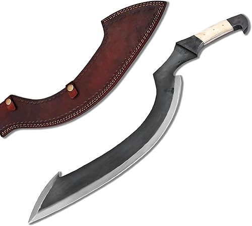 Generic Espada khopesh egipcia, hecha a mano, de acero al carbono, espada Khopesh egipcia de caza con funda de cuero, espada corta egipcia con mango