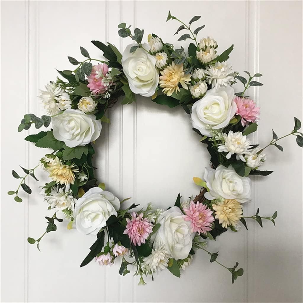 16 Inch Chrysanthemum Floral Roses Door Wreath Wedding Decorative Wreath
