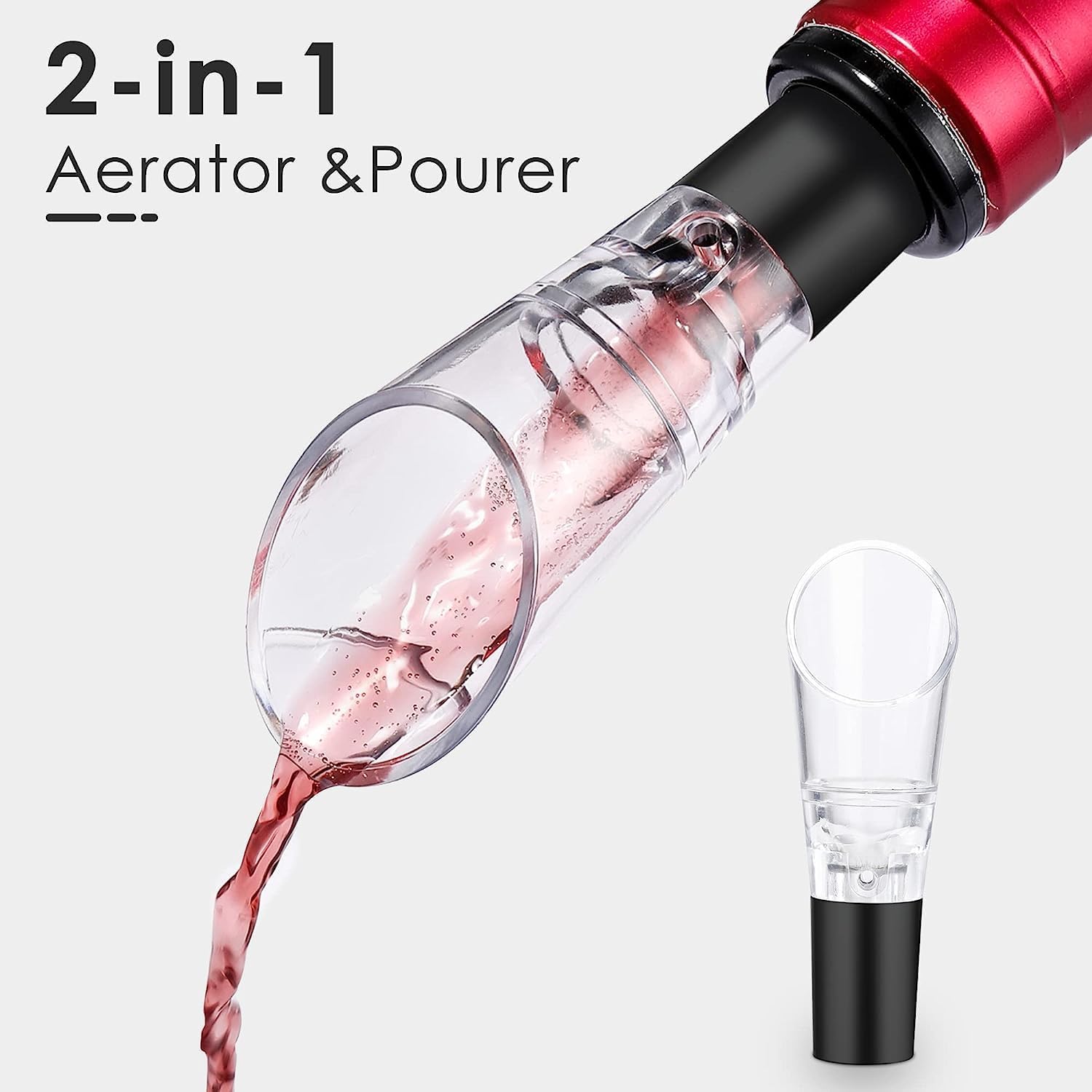 4-in-1 Korkenzieher Set, ipow Weinöffner Set mit Zinklegierung Flaschenöffner, Folienschneider, Weinausgießer und Vakuum Weinverschluss, perfektes Weinflaschenöffner Zubehör für Weinliebhaber