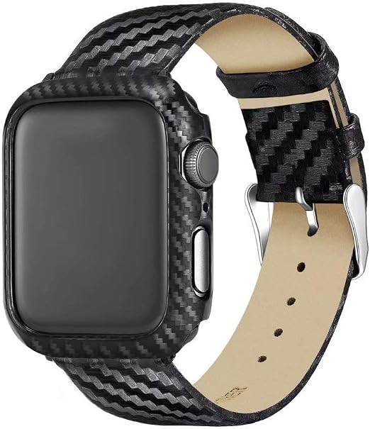 Cinturino in vera pelle + telaio in fibra di carbonio for Apple Watch serie  4 Orologio : Amazon.it: Orologi