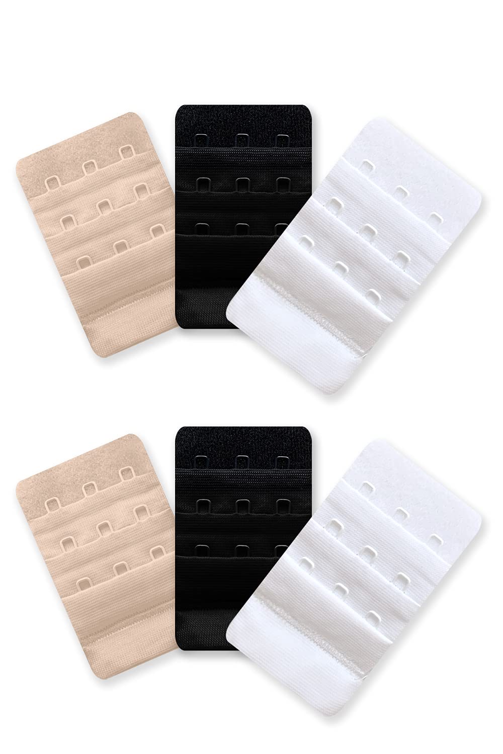 inner sense 3 Hook & Eye Bra Extenders- Black Skin White (pack of 6)-picture-16