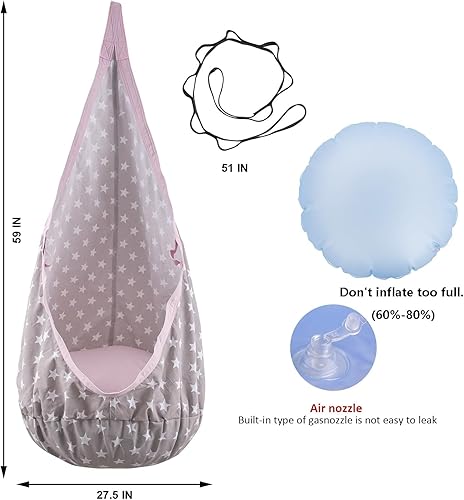 Miniatura 4 de YAERSI Silla de columpio para niños con cojín inflable de PVC para juegos en interiores y exteriores, duradera y portátil