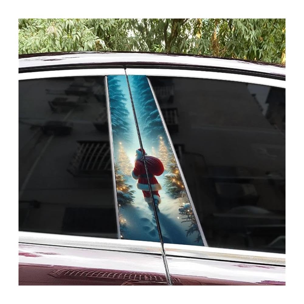 Decorative Items 2pcs Santa Claus Car Center Column Sticker DIY Car B-Pillar Decorative Stickers(Type A)