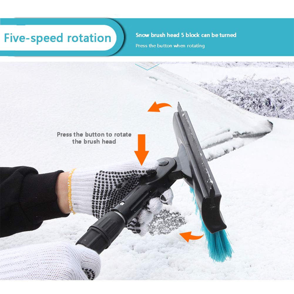 Spazzola da Neve con Tergipavimento e Raschietto per Ghiaccio, Strumento per la Rimozione del Ghiaccio del Gelo Della Neve, Spazzare Neve e Pala da Neve(62,5-91 Cm Liberamente Regolabile)