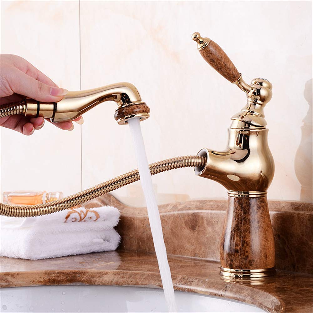 Mitigeur en jade café et cuivre pur pour une salle de bain de prestige