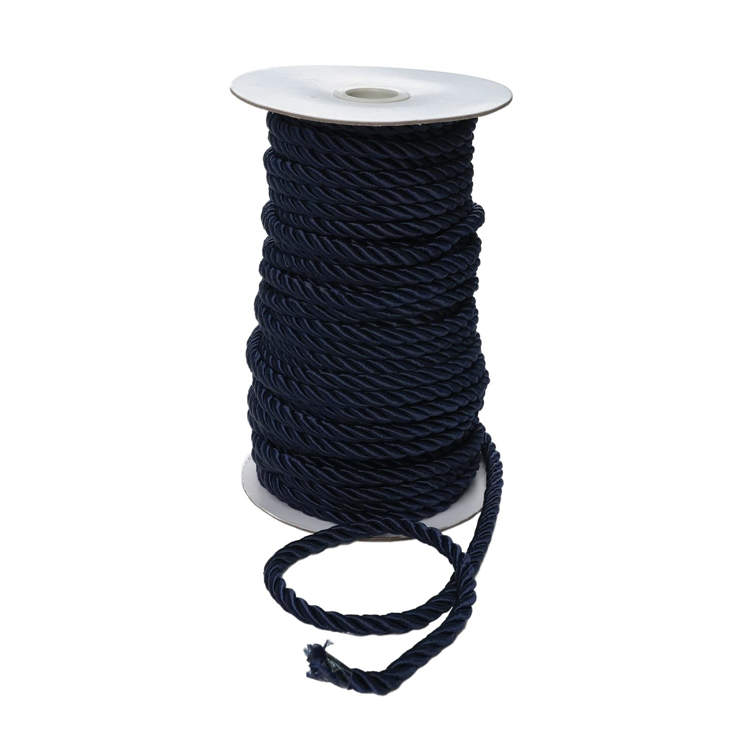 Crepe Cord - 6mm Cotton Rope, Strong Macrame Cord for DIY Craft Projects, Piping Cord for Cushions, Nylon Drawstring Cord, Durable & Multi-Purpose Cotton Nylon Strong String (Navy Blue, 25)