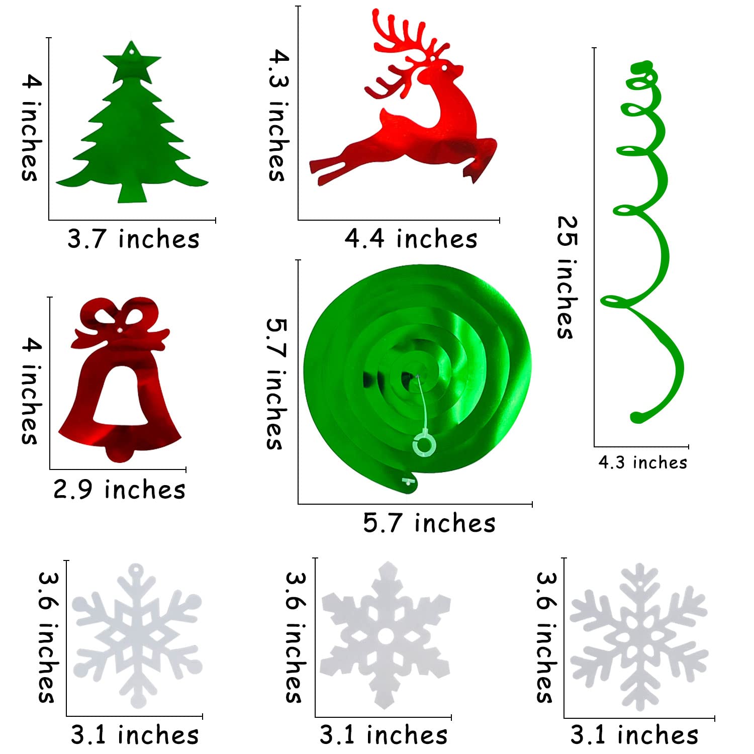 Christmas Foil Hanging Ceiling Swirls - 30-Piece Fully Assembled Decor Set With Reindeer, Bells, Trees & Snowflakes