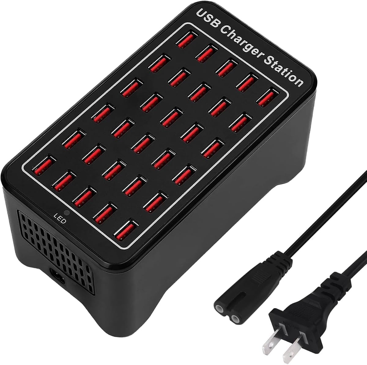 Cargador USB de 30 puertos, cargador inteligente USB de 150 W/30 A, concentrador de carga de escritorio 30 en 1, estación de carga USB multipuerto para Samsung/iPhone/iPad/Google Pixel/tabletas y otros dispositivos electrónicos USB