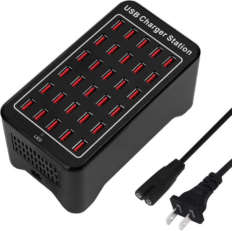 Cargador USB de 30 puertos, cargador inteligente USB de 150 W/30 A, concentrador de carga de escritorio 30 en 1, estación de carga USB multipuerto para Samsung/iPhone/iPad/Google Pixel/tabletas y otros dispositivos electrónicos USB