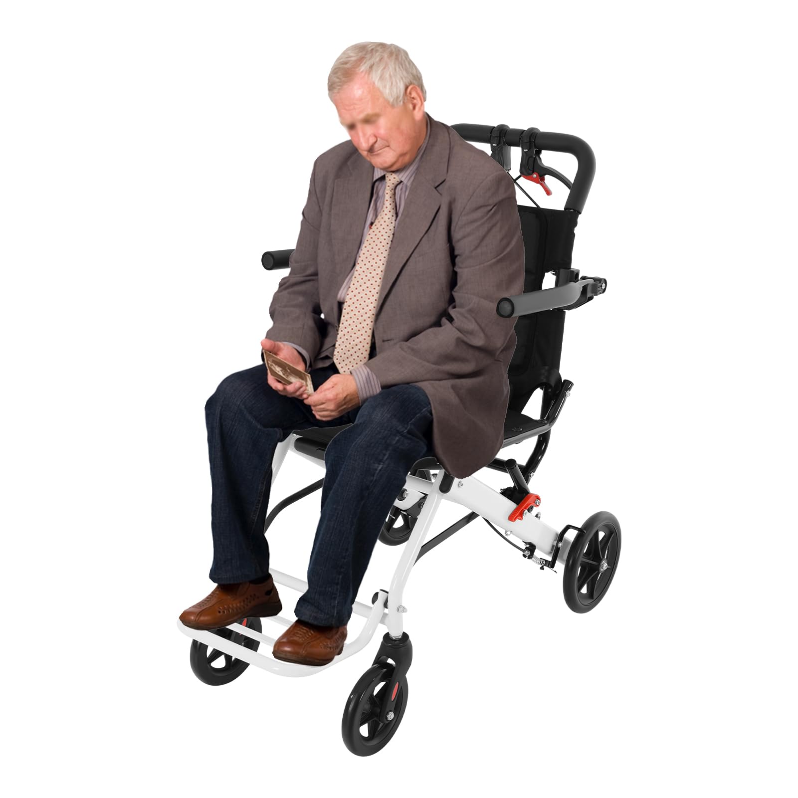 Sillas de ruedas plegables, sillas de ruedas de transporte para viajes, sillas de ruedas de transporte plegables para adultos y personas mayores que soportan 100 kg, silla de ruedas de aluminio