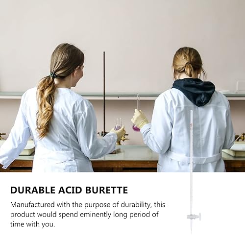 Miniatura 6 de POPETPOP Labs - Bureta de borosilicato, bureta ácida de vidrio ácido, orificio recto, bureta de vidrio, tubo químico de titratura, instrumento de