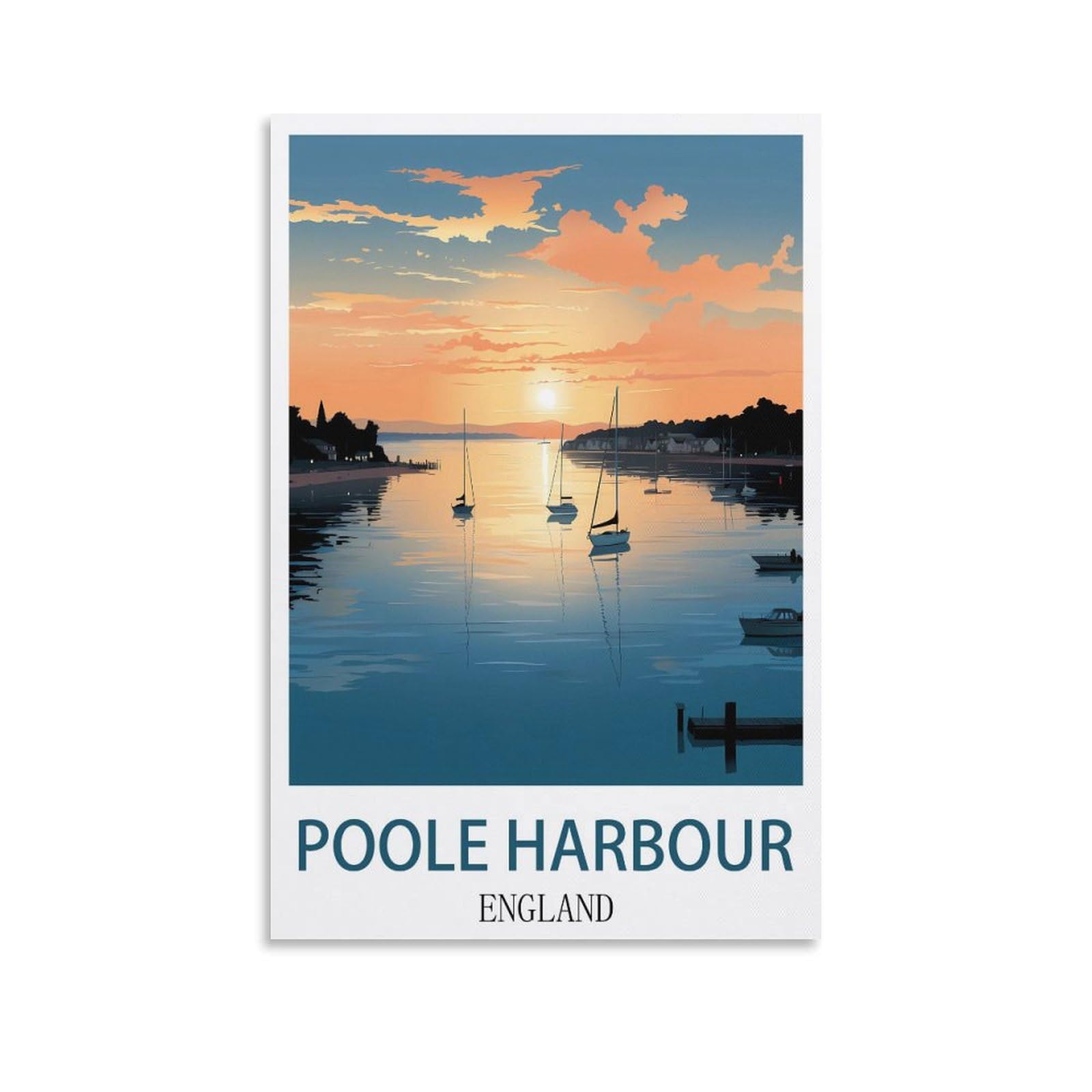 ZZHHEGN Poole Harbour England Vintage Travel Poster 12x18inch(30x45cm) Canvas Art Poster And Wall Art Picture Print Modern Family Bedroom Decor Posters