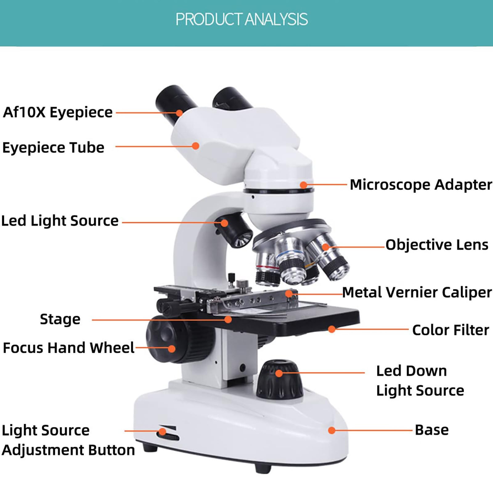 Microscopio De InvestigacióN De Laboratorio Profesional (30000X- 50000X-70000X), Microscopio Compuesto para Adultos/Estudiantes, Luz LED Ajustable, Ajuste Coaxial Grueso Y Fino,70000X