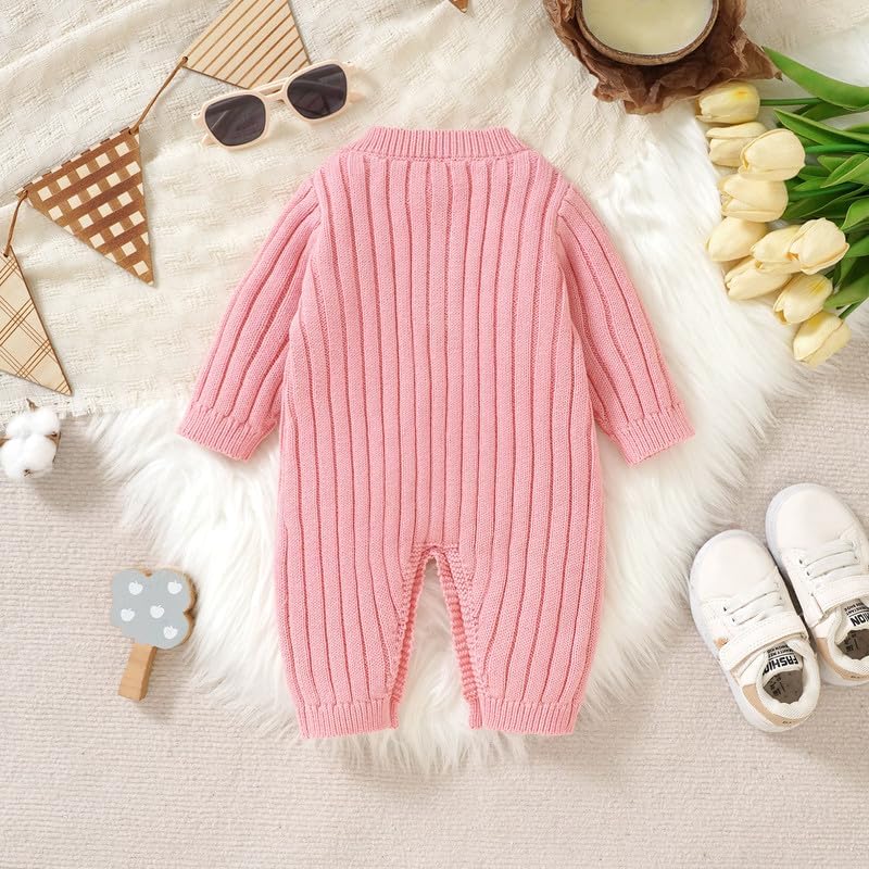 Neiwech Baby Boy Girl Romper Newborn Infant Knit Striped Solid Long Sleeve One Piece Jumpsuit Clothes - Image 3