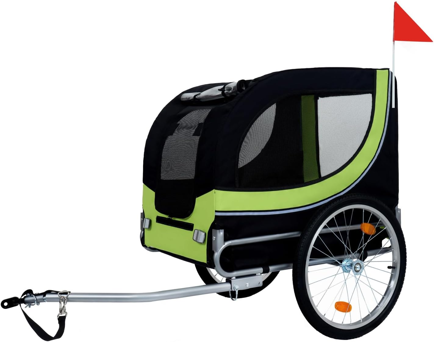 Large Folding Bike Trailer for Dogs Steel Black+Green Durable All-Terrain Pet Carrier for Cycling, Jogging, Camping & Outdoor Adventures Durable Outdoor-Ready