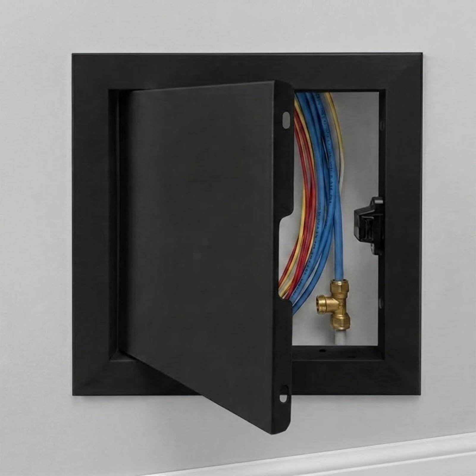Yqyhnb Black 300X300mm Aluminium Access Panel, Square Inspection Hatch With Push Lock, Flush Fit Metal Access Panel For Plasterboard Wall & Ceiling, Conceals Pipes(,75X75cm)