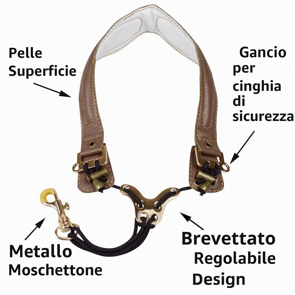 Adorence Preminum - Cinghia da collo per sassofono (realizzata a mano con vera pelle, imbottitura traspirante e gancio in metallo), design ergonomico per meno stress Earthen