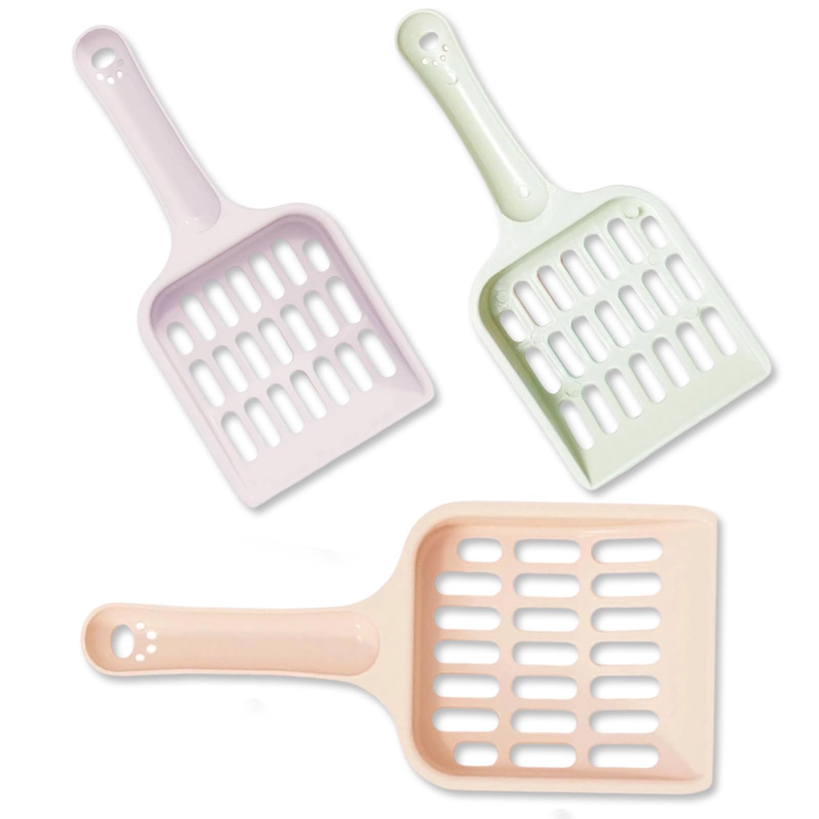 SXKJGQ Cat Litter Scoop, 3 Pcs Cat Poop Scooper with Sand Sifter, Litter Tray Scoops Set, Pooper Scooper Cleaning Tool for Kitty Litter Box, Purple Pink Green