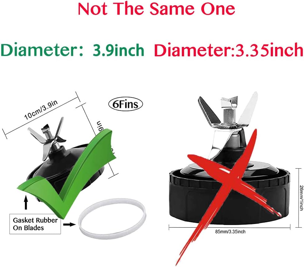 10cm Diameter 6 Fins Extractor Blades Replacement Part with 24OZ Cups for Ninja Blender Only fit for Nutri Ninja Auto iQ BL450-70 BL451-70 BL454-70 BL455-70 BL482-70