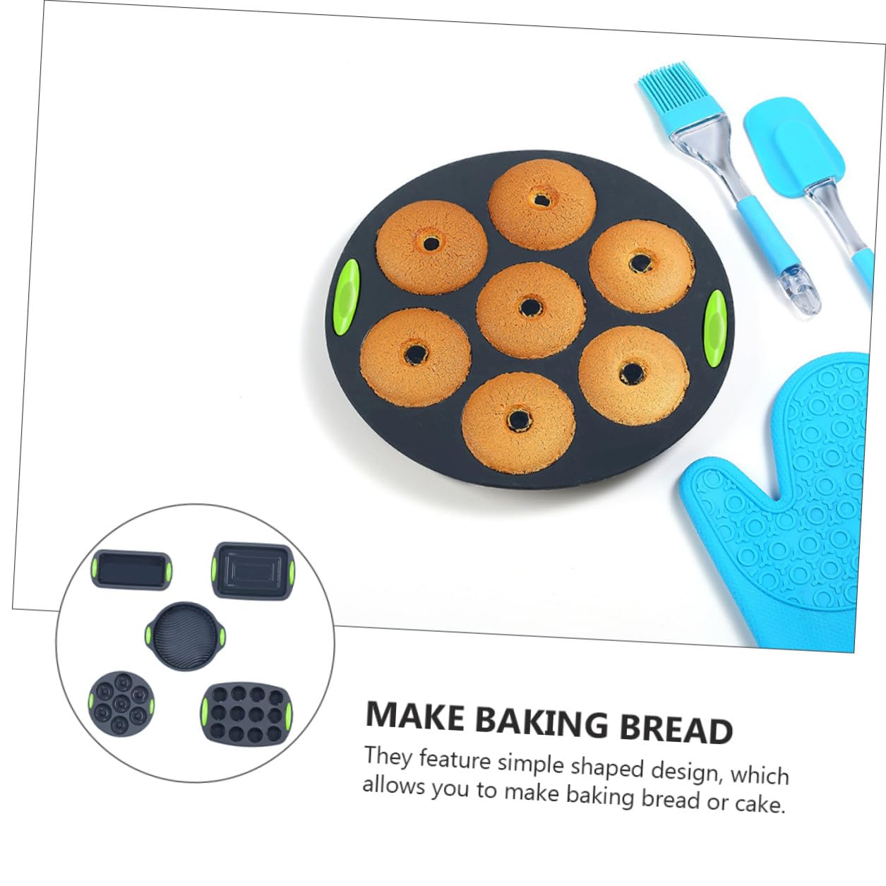 SEWACC Set de 5 Moldes de Silicona para Repostería, Utensilios para Hornear Pasteles y Pan, Resistentes y Aptos para Horno y Refrigerador, Uso en Restaurantes y Hogares