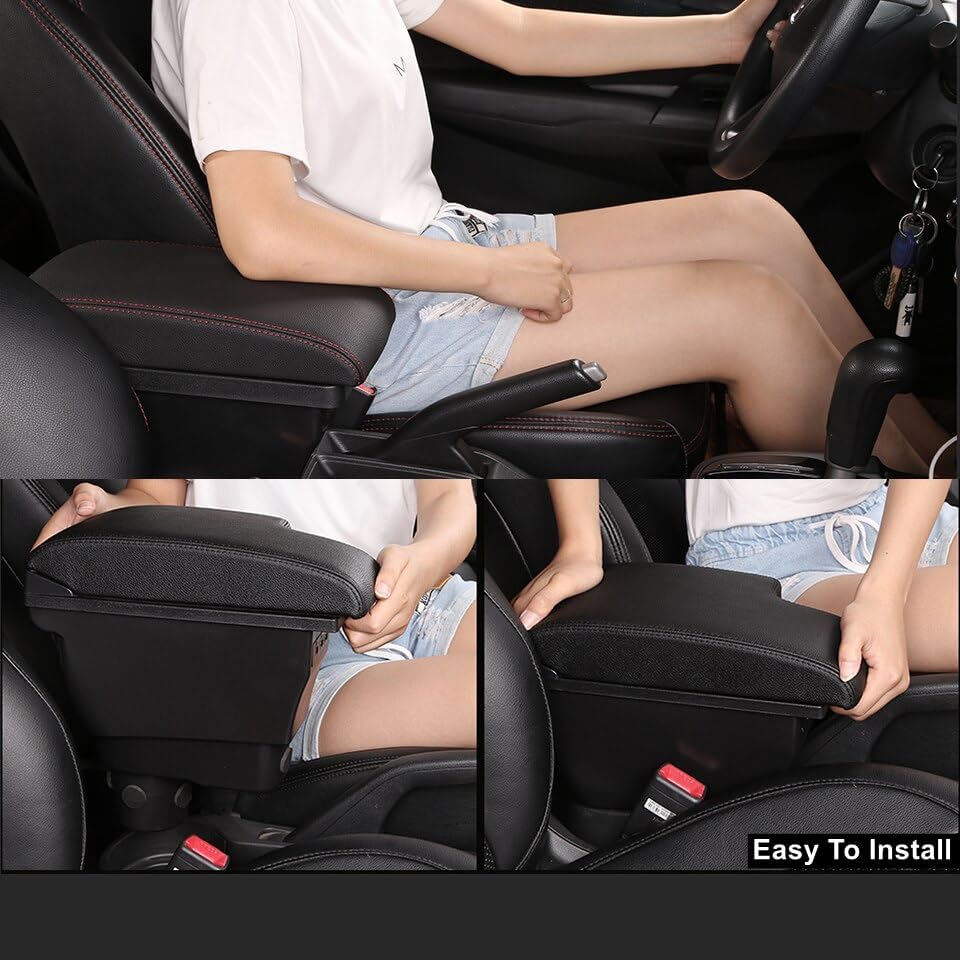 車のアームレストボックス ダスター車のアームレストボックス改造収納アクセサリーカップホルダー二層アームレスト USB