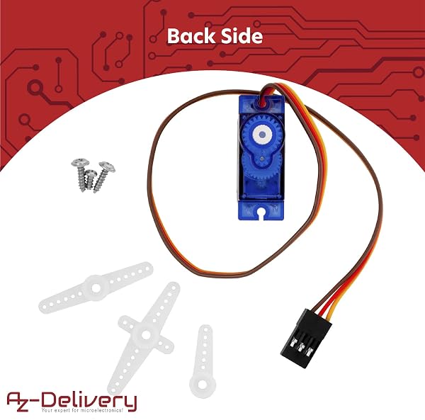 AZDelivery 5 x Micro Servo compatibile con SG90 Servomotore 9G RC per Robot Elicottero Aereo compatibile con Arduino incluso un E-Book! - 3
