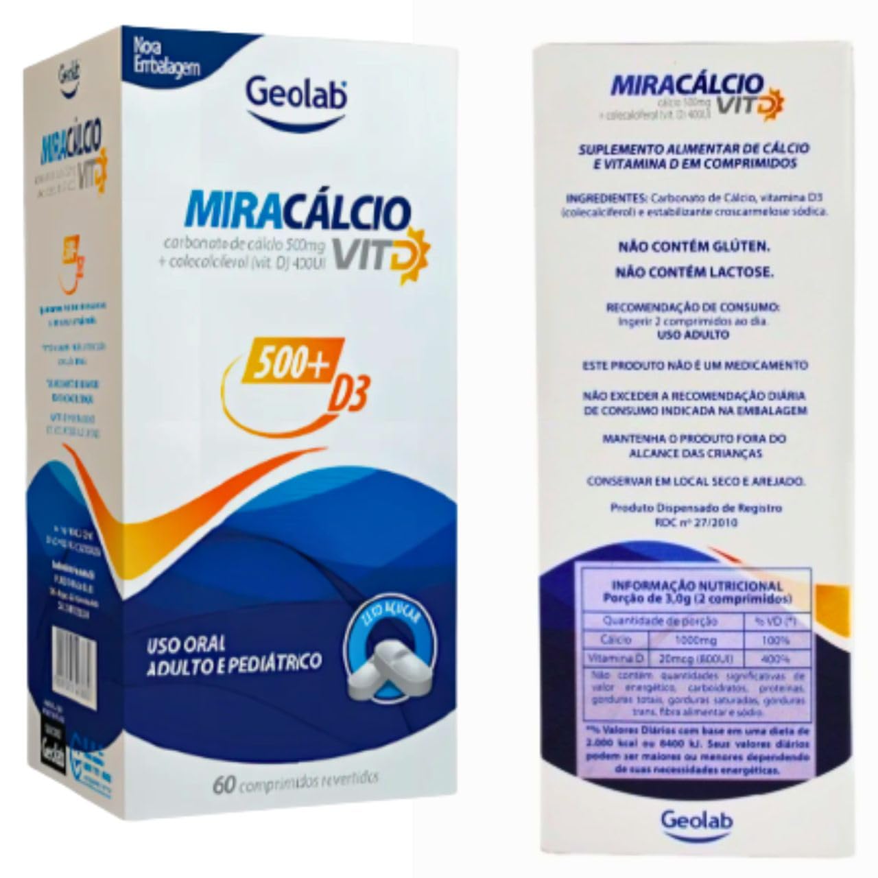 Miracalcio Cálcio 500MG + Vitamina D3 400UI 60CP Kit 2 Caixas em promoção! Veja a oferta e mais achadinhos de Vitaminas & Suplementos 7 Hoje é o melhor dia para comprar Miracalcio Cálcio 500MG + Vitamina D3 400UI 60CP Kit 2 Caixas com aquele preço maroto! Promoção! Aproveite a oferta! 7