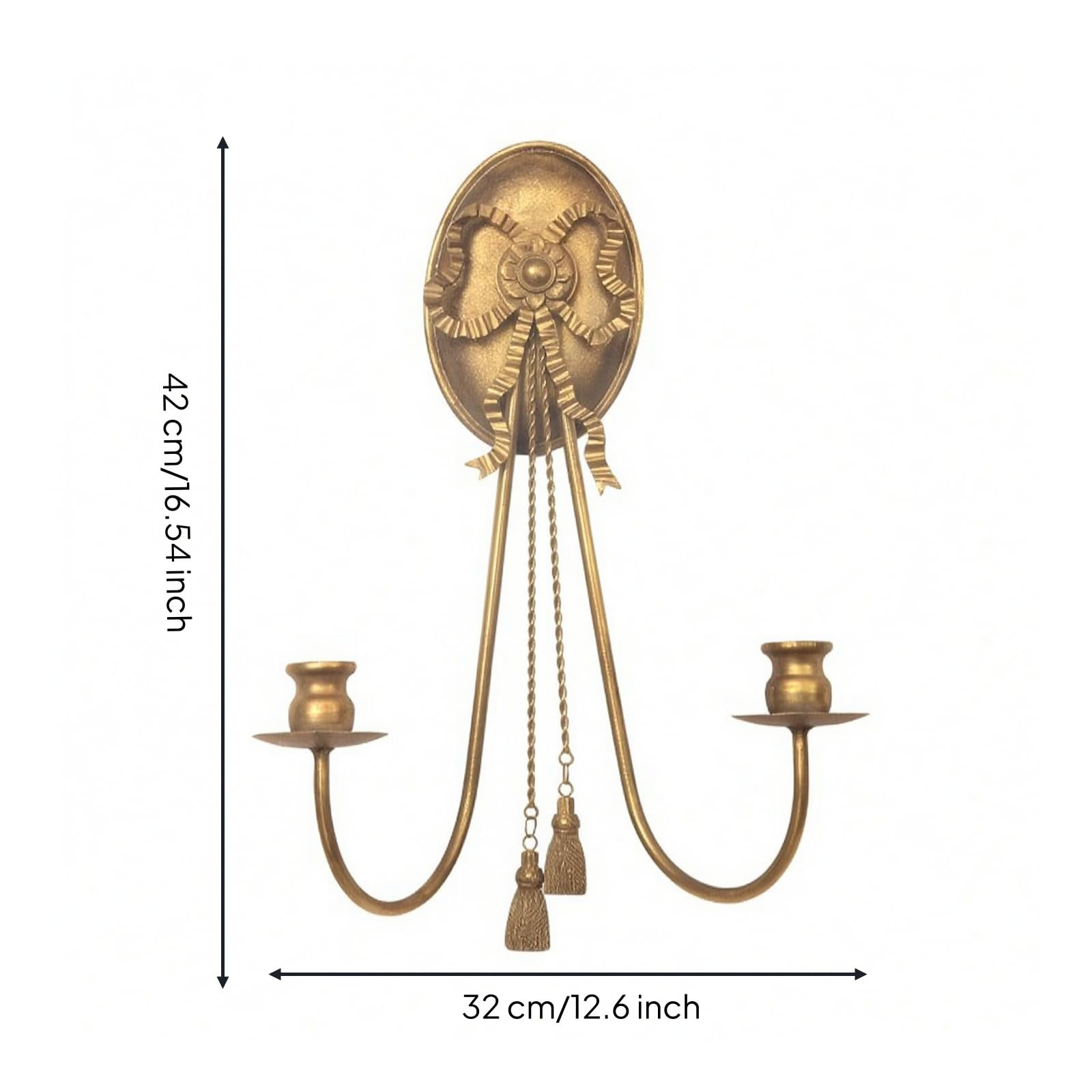 B Baosity Aplique para Velas Dorado | talles Florales Ornamentales, Canlabro con dos luces, Metálico, Portavelas, para Dormitorio