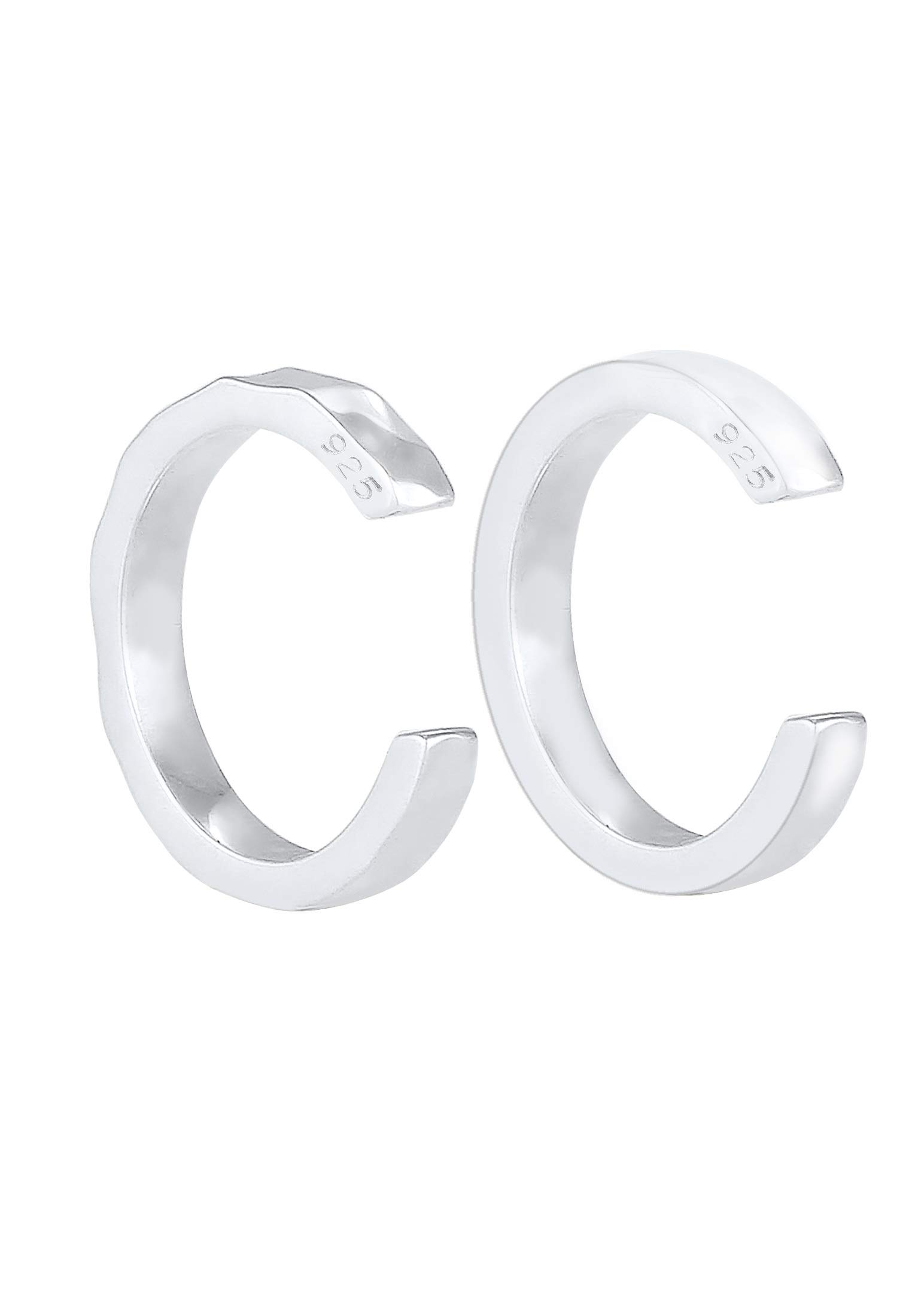 Elli Earcuff Set Silber 925 Ohrmanschette Damen Ohrringe für Frauen Ohrklemme Gehämmert Durchmesser 13mm Helix 0303882619