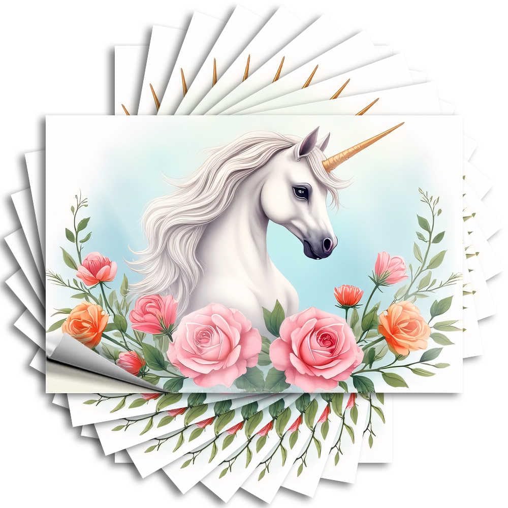 Fzfn Colour Sticker Garage Tiny Unicorn In A Garden Of Roses For Double - Best Man Cave Gifts Easy Peel Removable(12X18cm)