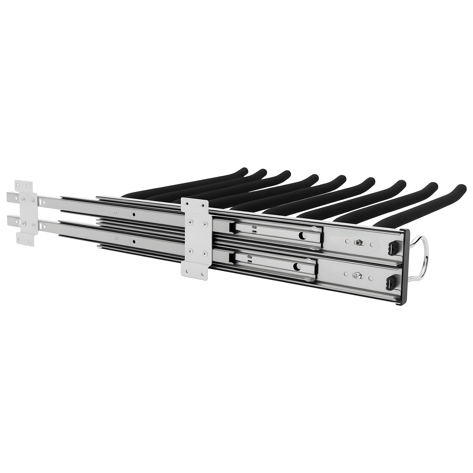 9-Stangen-Hosenbügel für die Seitenmontage Hosenhalter ausziehbar, Wandmontierter Hosenbügel mit Flocking, leiser Push-Pull-Schiene, belastbar 14-16kg Aufbewahrung für Hosen, Krawatten, Schals