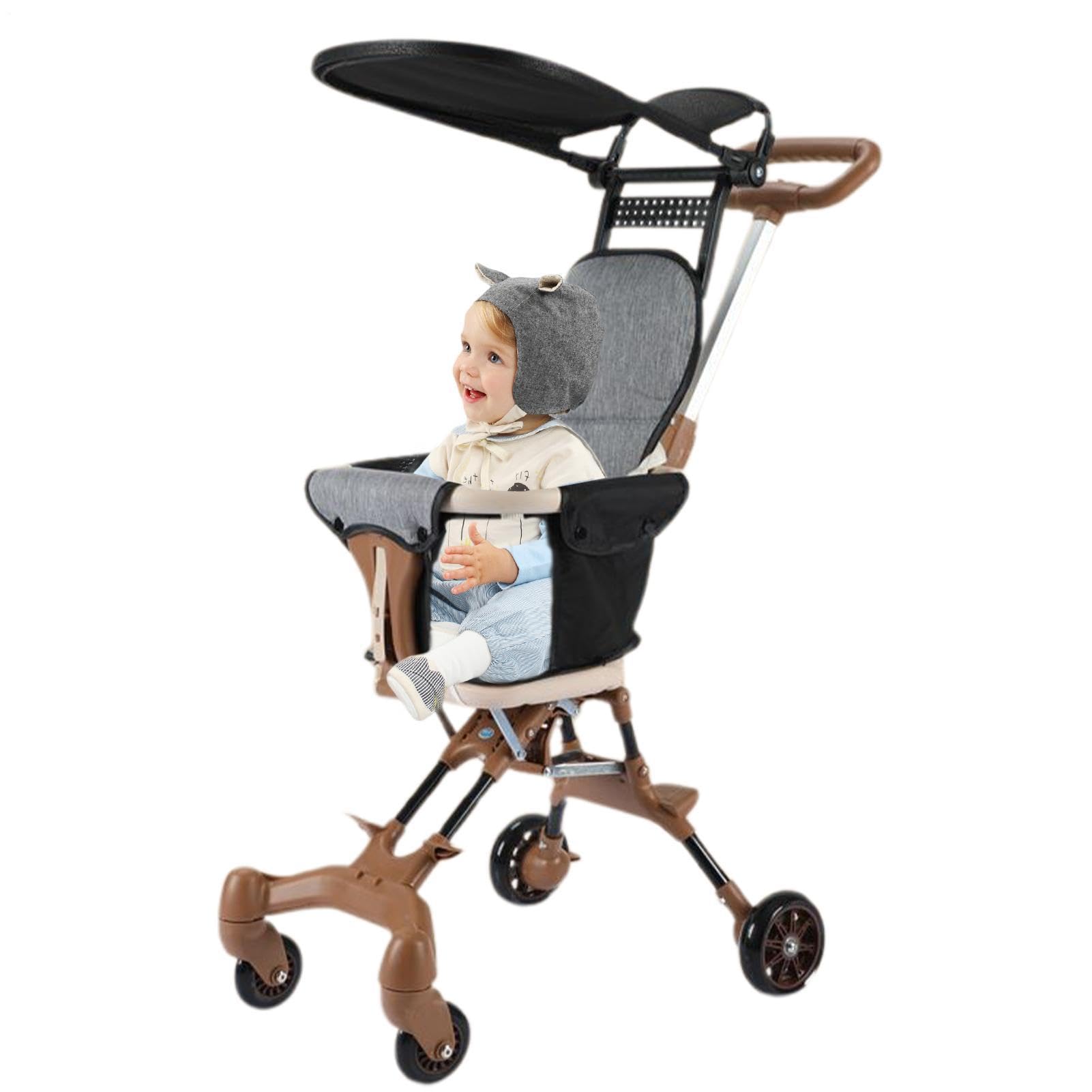 Poussette Bébé Portable | Aluminium ABS 52x42x90cm Légère Pliable | Siège Réversible Deux Sens Compact Parapluie Canne Avion Extérieur Transport Enfant