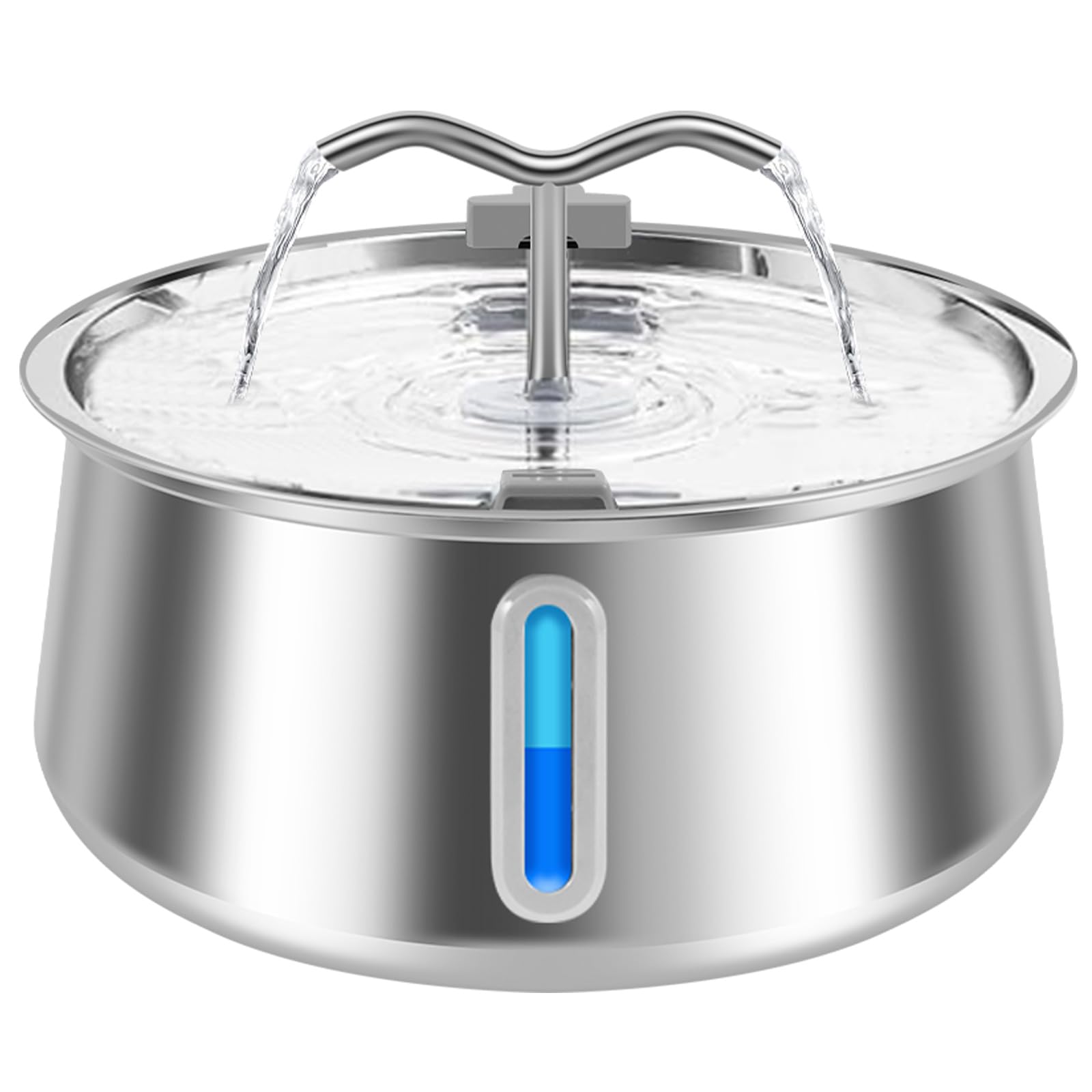 Cat Water Fountain for Drinking 4L/135oz Stainless Steel Cat Drinking Fountain with Water Window Large Capacity Dog Drinking Dispenser Quiet Pet Fountain Water Bowl for Multiple Pets Cats Dogs