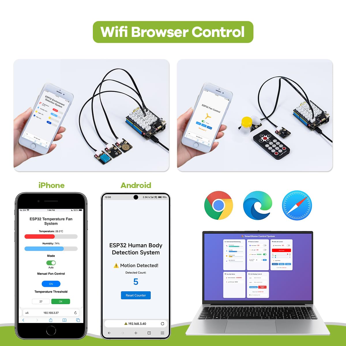 LAFVIN IoT Learning Kit per ESP32 con Tutorial, ESP32 Devkit, RFID, LCD1602 Compatibile con Arduino IDE