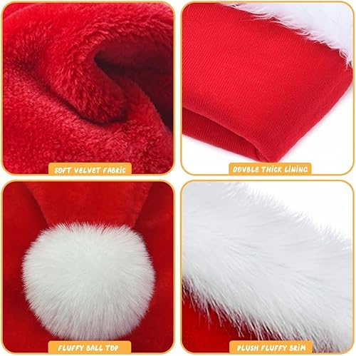 Miniatura 2 de Sombrero de Navidad para niños, sombrero de Papá Noel, sombrero de Navidad, terciopelo cómodo, grueso, sombrero de vacaciones