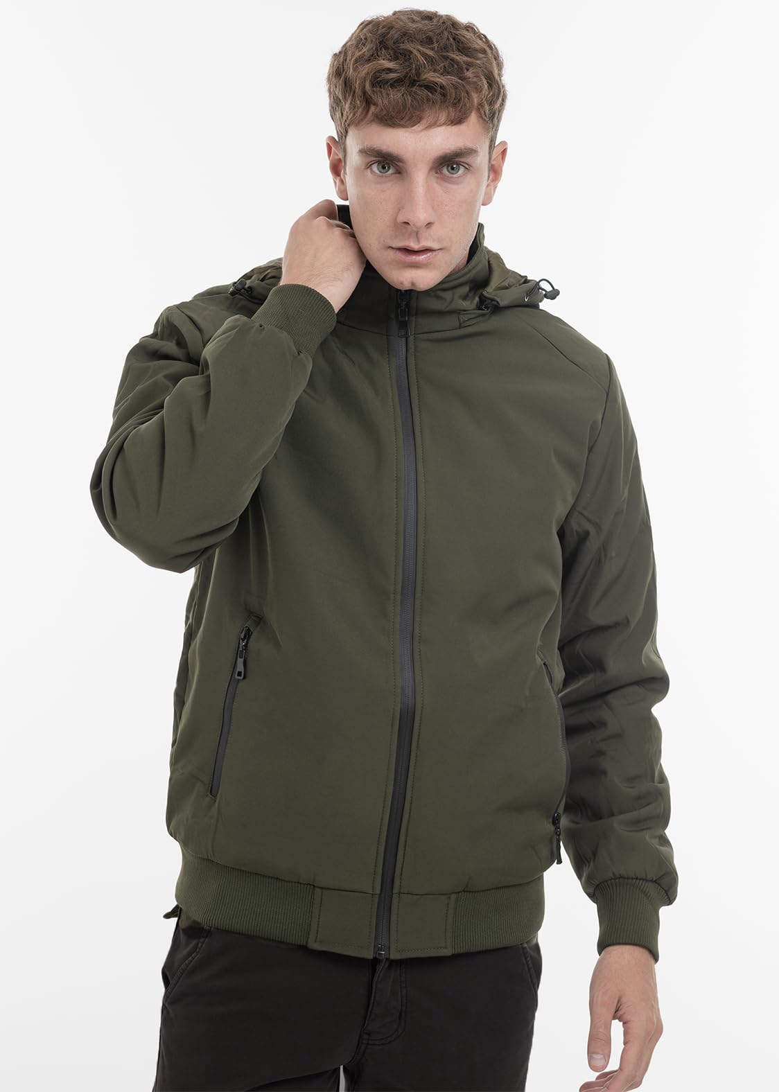 TONY BACKER Giacca Uomo Invernale Softshell Impermeabile Antivento con Cappuccio Staccabile, Giubbotto Cappotto Casual Trekking 3510