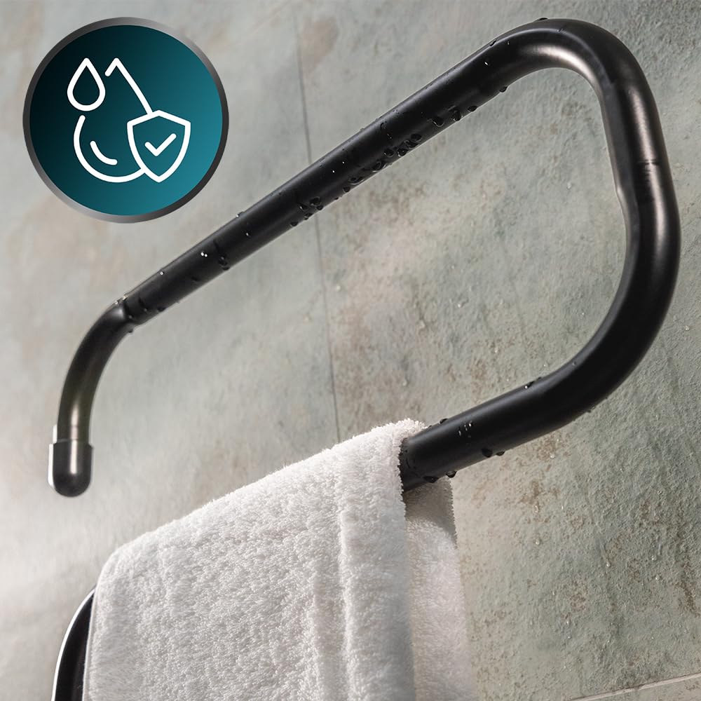 Cecotec Toallero Eléctrico -Bajo Consumo - ReadyWarm 5000 Towel Black. Seca Toallas 100W, Indicador de Luz, Sistemas de Seguridad, Protección IP24, Montaje en Suelo o Pared, Ideal para Baños
