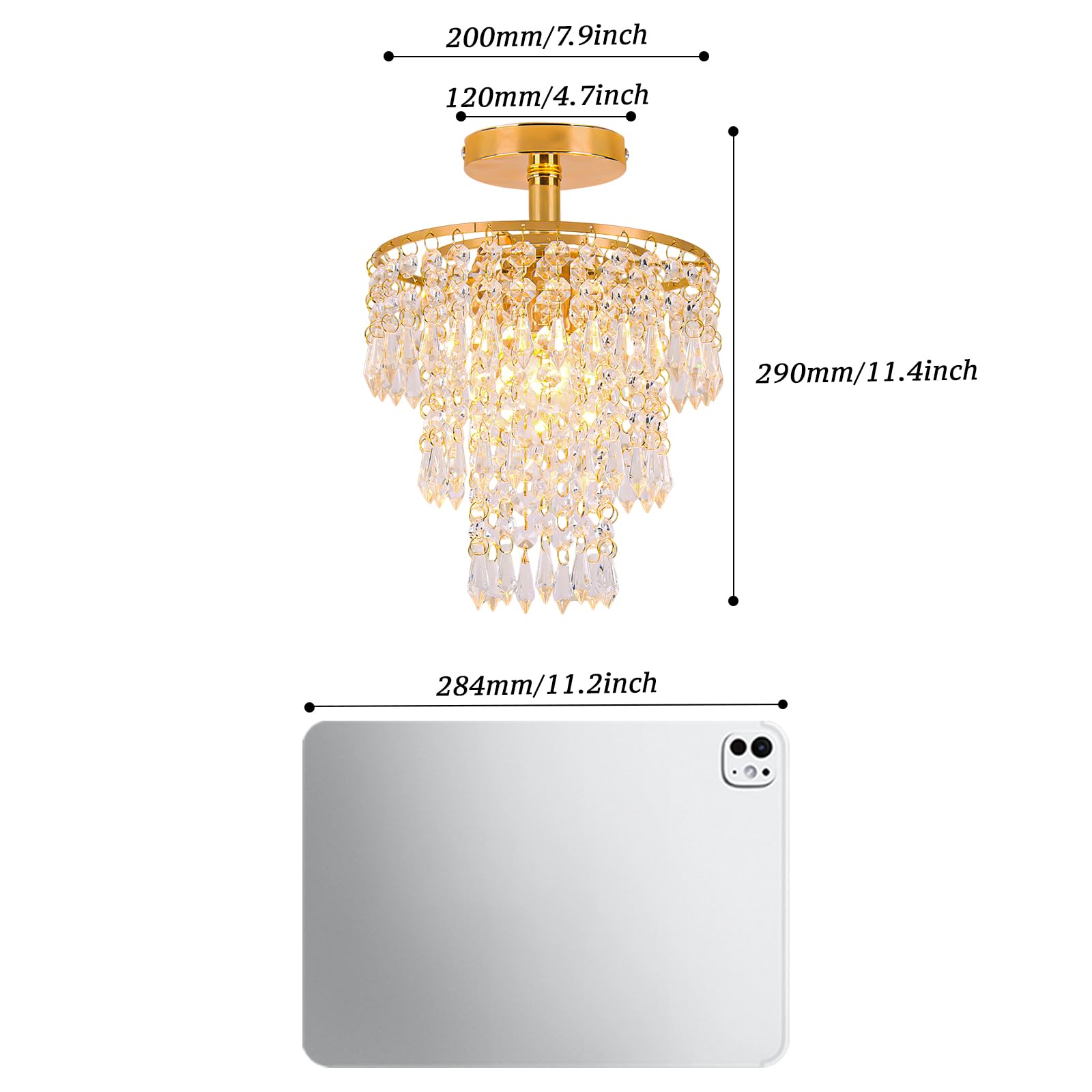 FRIXCHUR Mini Dimensioni Lampadario Di Cristallo Moderno Incasso Lampada Da Soffitto A 3 Livelli Gocce Di Pioggia Pendente Di Cristallo Decorazione Per Camera Da Letto Corridoio Soggiorno…
