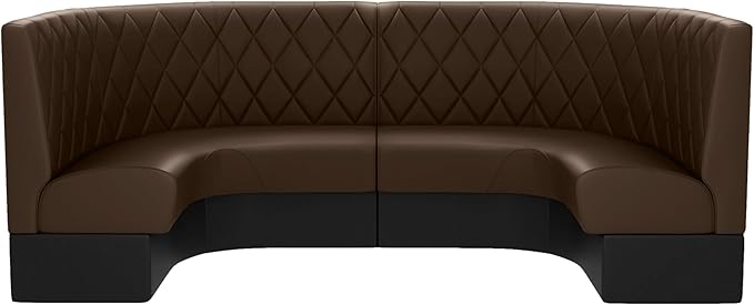 2-Pack 96" Corner Booth Seating – 36" High Half-Circle Corner U-Booth with Diamond-Quilted Upholstery, Birch Plywood Frame, High-Density Foam, Brown Vinyl for Café & Restaurant Seating