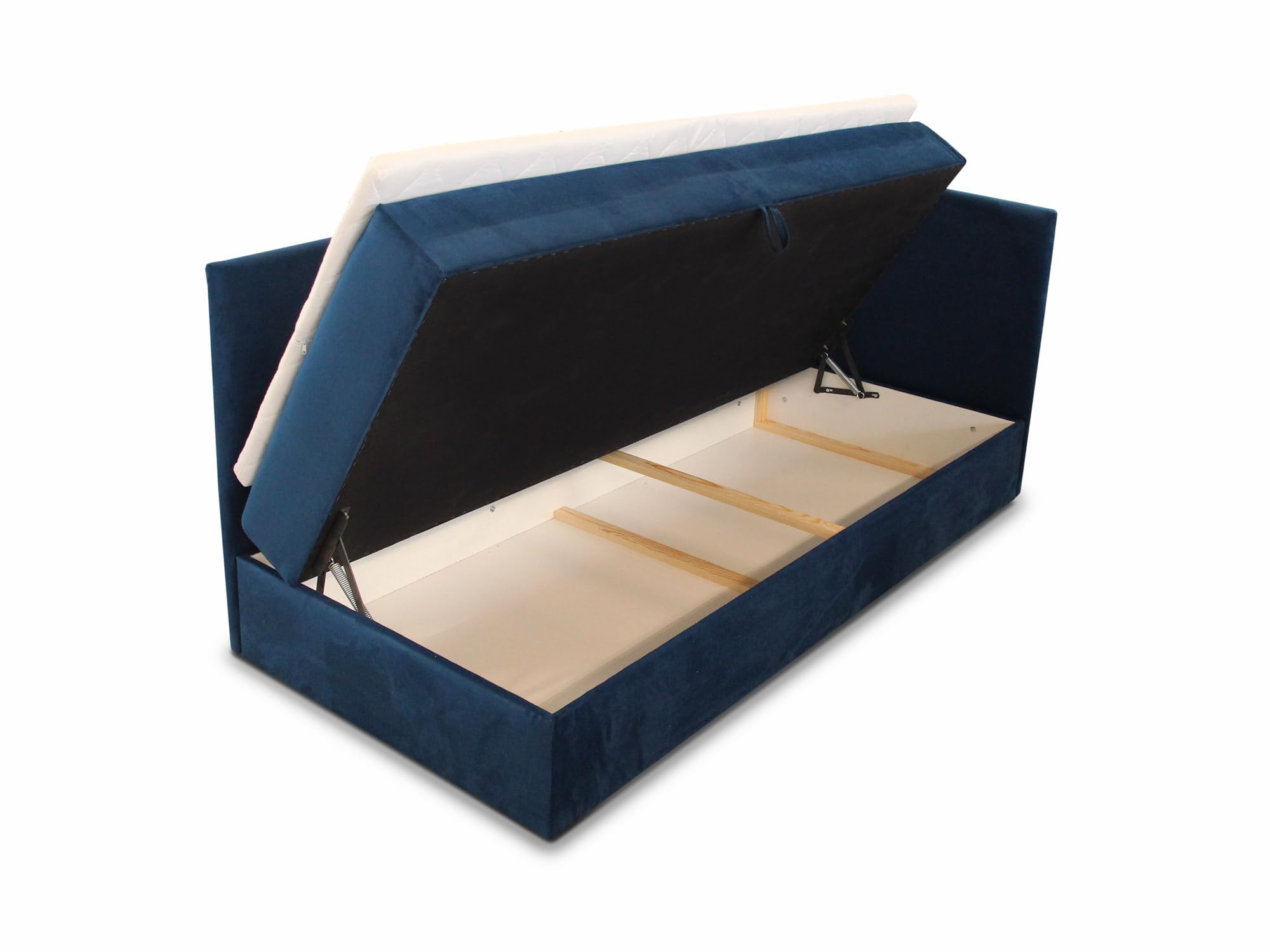 Sofnet Boxspringbett Flame mit Bettkasten - Einzelbett mit Bonell-Matratze und Topper, Polsterbett, Universelle Bettseite, Bett, Schlafzimmer, Kinderzimmer (Grau (Paros 05), 90 x 200 cm)