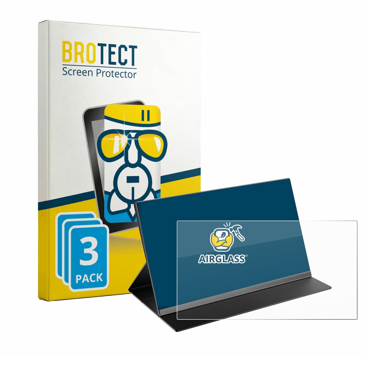 brotect Pellicola Protettiva Vetro per Laptomo 15.6" monitor portatile Protezione Schermo (3 Pezzi) [Durezza Estrema 9H, Chiaro]