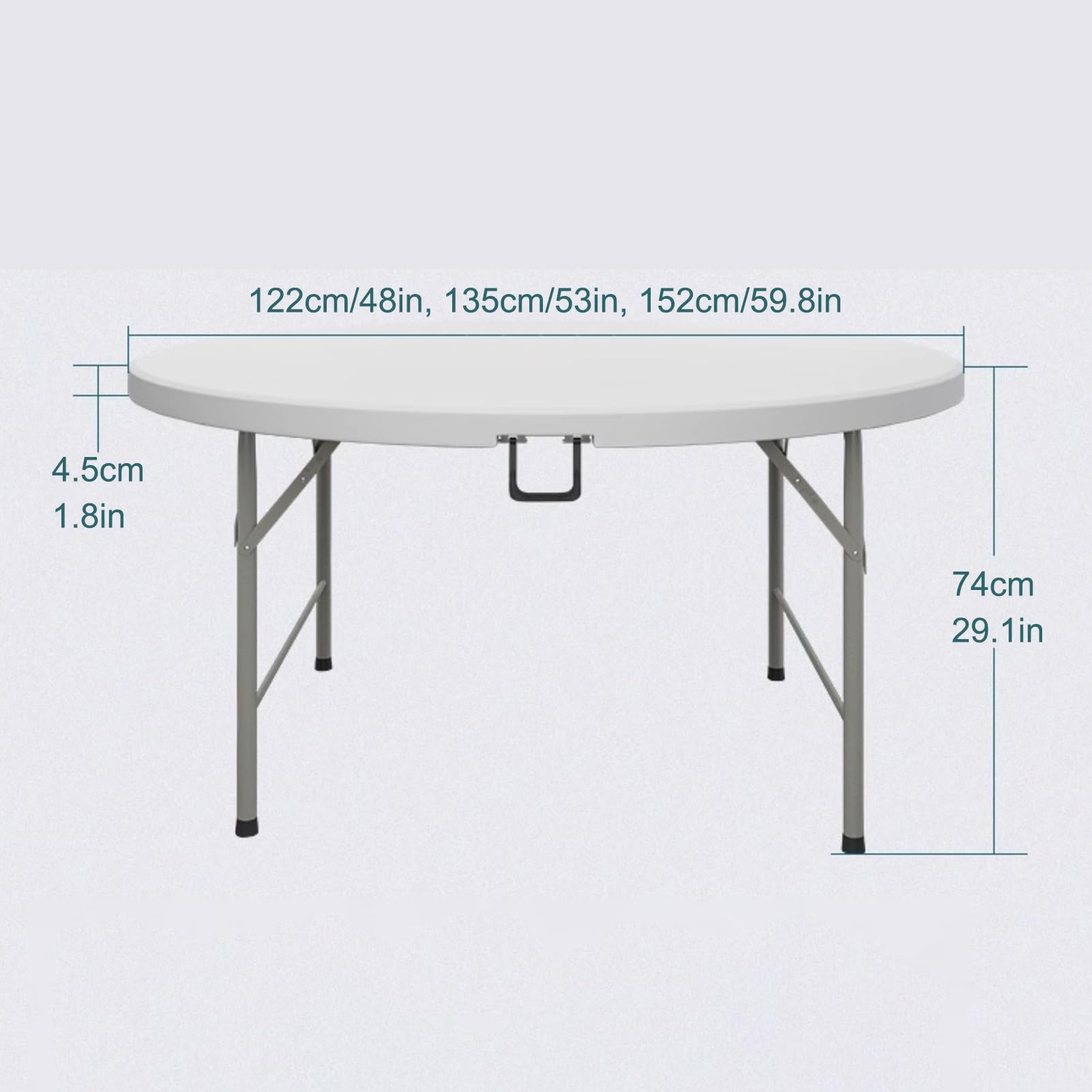 Tavolo pieghevole portatile resistente, tavolo da pranzo pieghevole a metà, con borsa per il trasporto, ideale per feste, pranzi, matrimoni, eventi, picnic, interni ed esterni (blu, 152 cm/59,8 poll