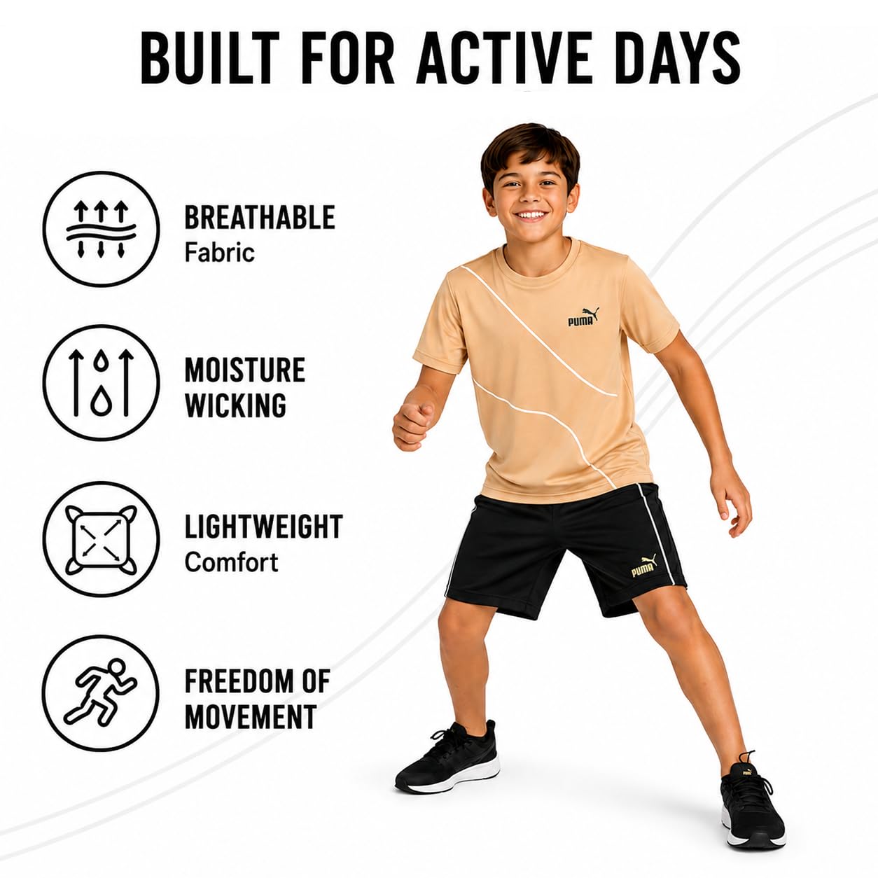PUMA Set di 2 pantaloncini sportivi per ragazzi, maglietta Dry Fit e pantaloncini da palestra, abbigliamento sportivo per ragazzi (4-16)