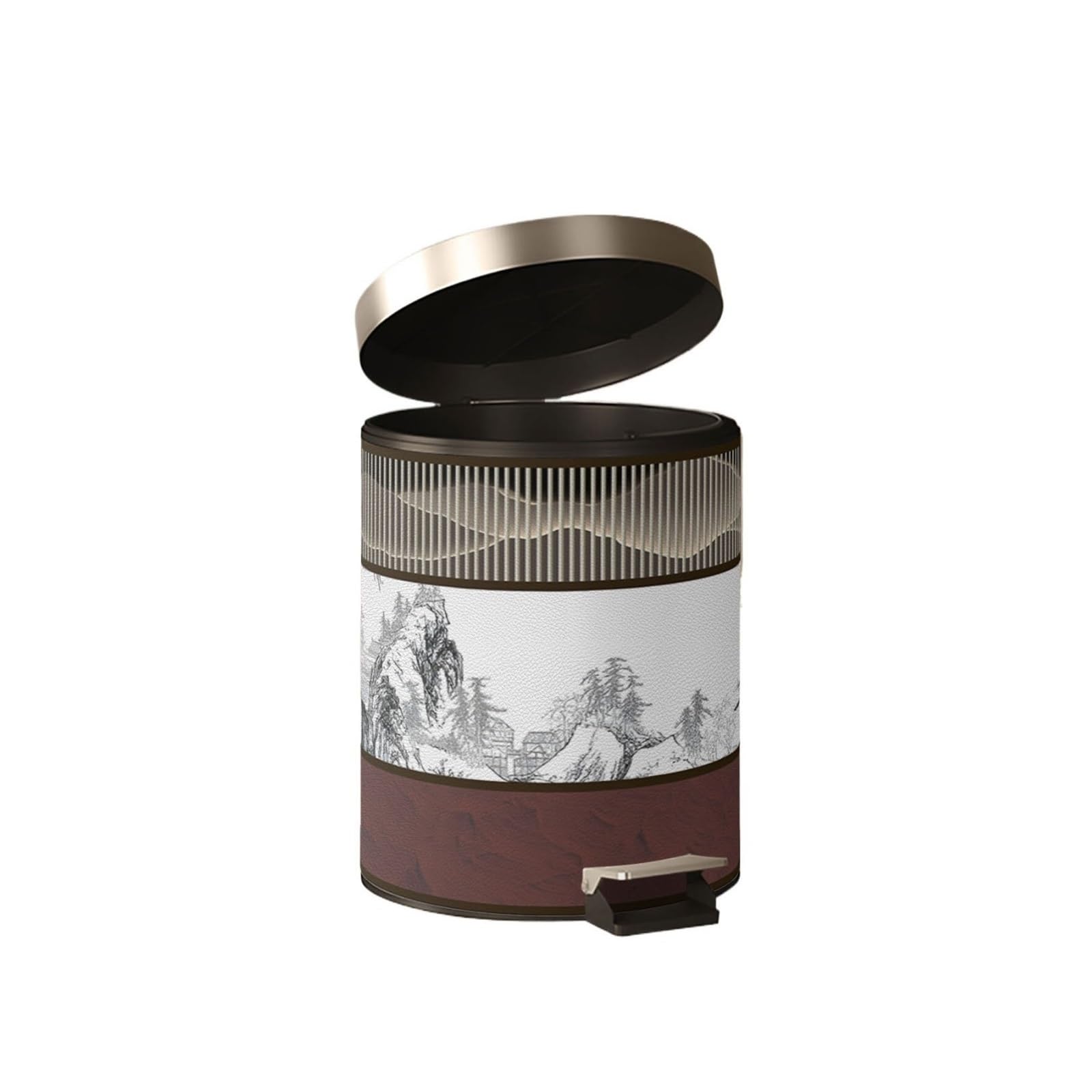 Z4T8M2K6G5 Waste Bin Leather Trash Can Vintage Waste Bin for Household Living Room Antique Sanitary Trash Can