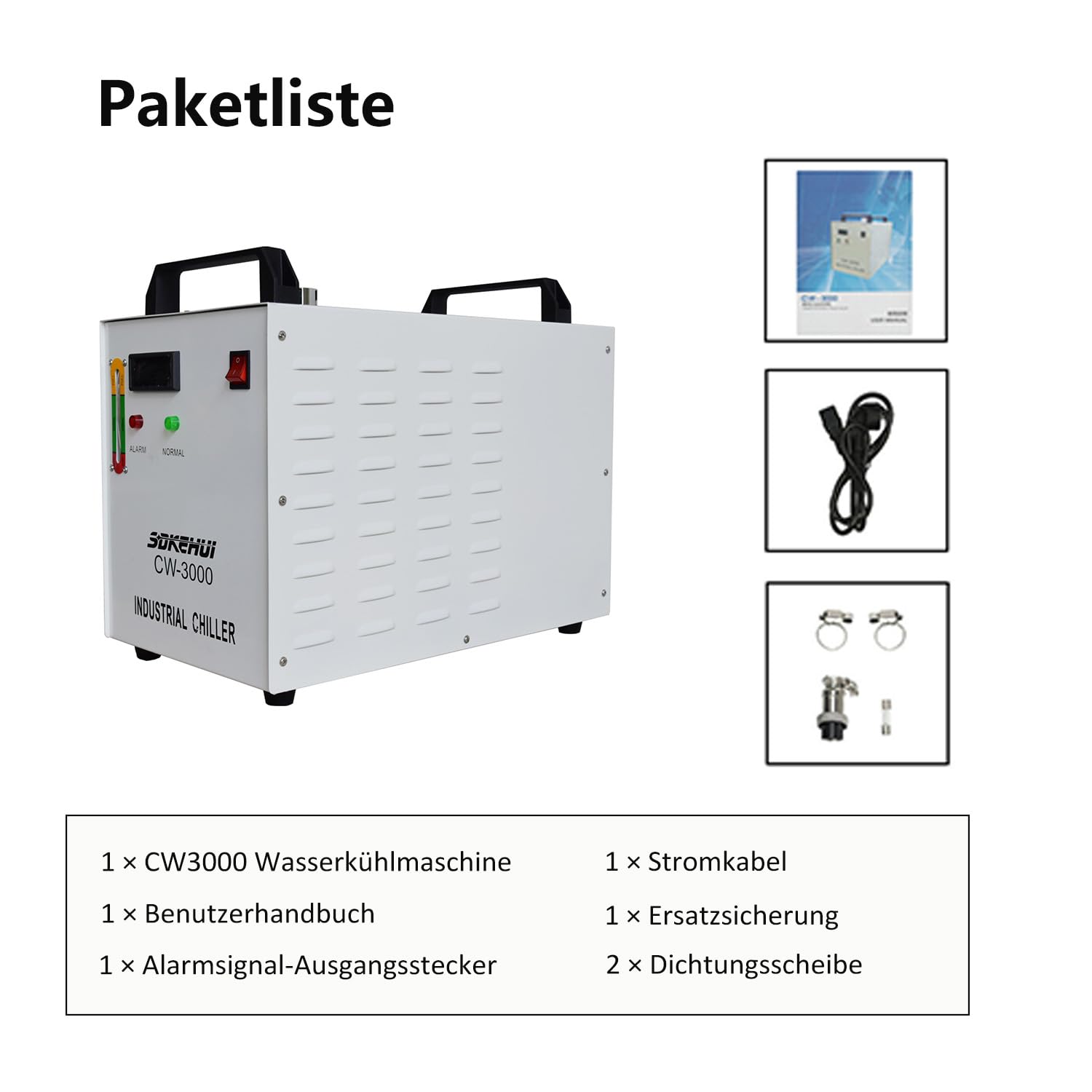 Wasser Kühler Industrieller Wasserkühler CW-3000, Thermolyse Typ Water Chiller Wasserkühlung CO2 Laser Rohrkühler, für 50-130w CNC Gravieren