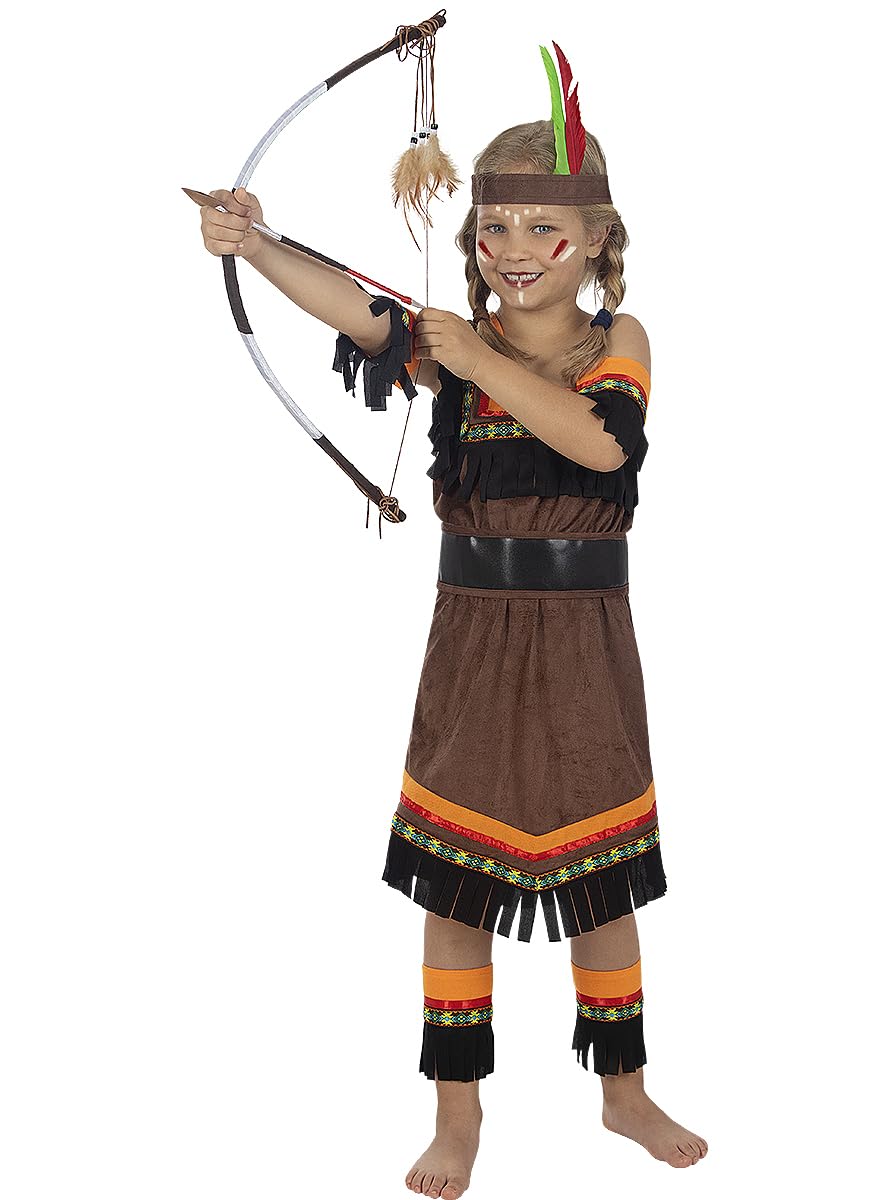 Funidelia | Einheimisch Kostüm Deluxe für Mädchen Cowboys, Western - Kostüm für Kinder & Verkleidung für Partys, Karneval & Halloween - Braun