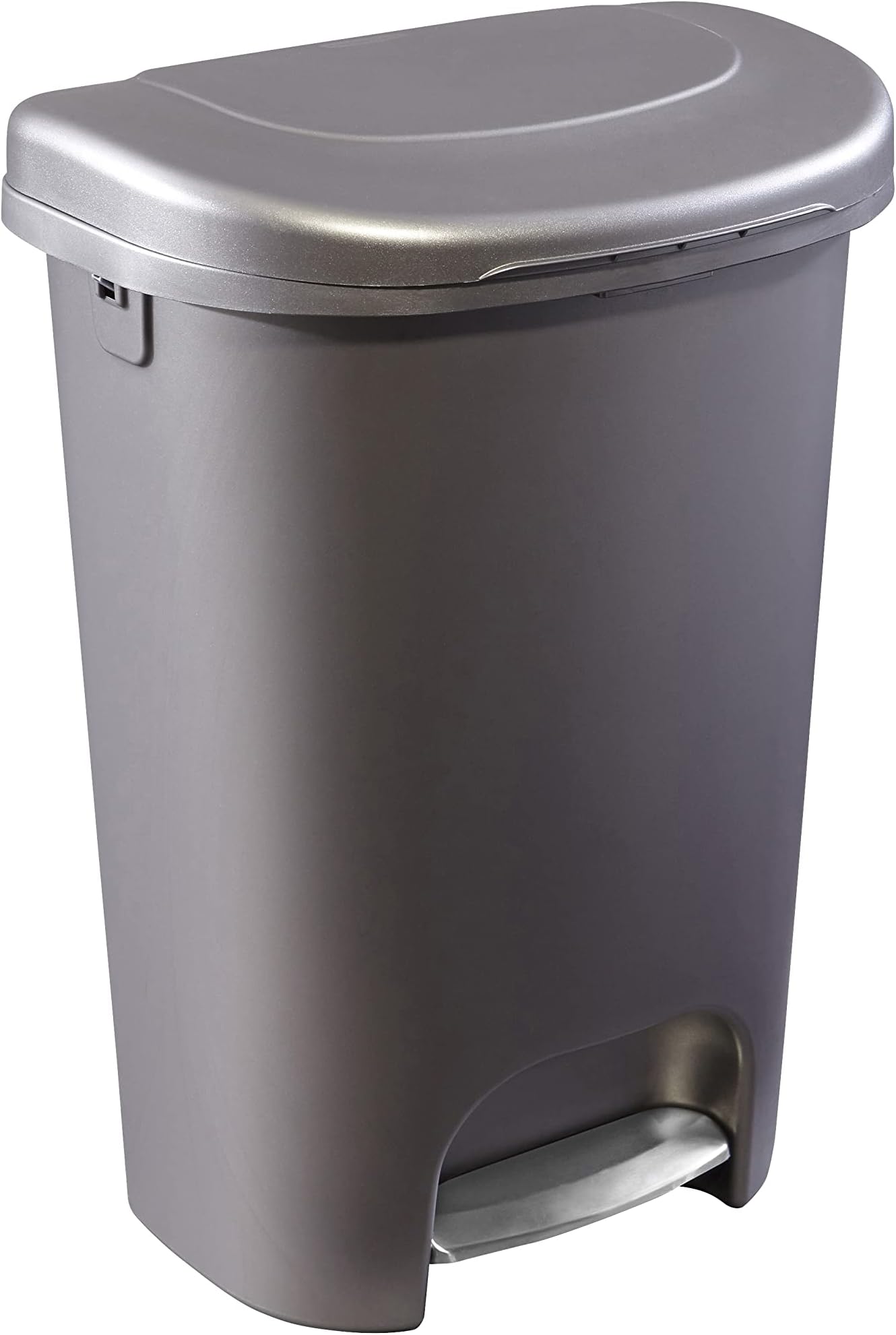RubbermaidClassic 13 Gallon Premium Step-On Trash Can with Lid and Stainless-Steel Pedal, Bronze Waste Bin for Kitchen/Home/Garage/Office