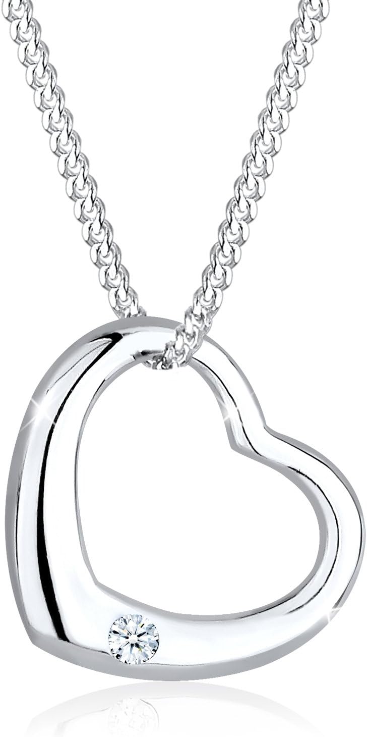 Elli DIAMONDS Halskette Damen Herz Anhänger mit Diamant (0.03 ct.) in 925 Sterling Silber