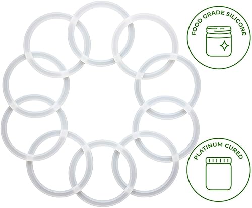 Miniatura 2 de Paquete de 10 juntas de sellado de silicona platino de boca ancha para tapas de tarros Mason a prueba de fugas